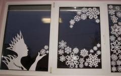 Decoration of windows and panels based on the fairy tale “The Snow Queen”